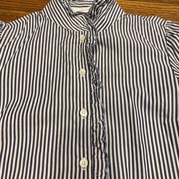 SEE BY CHLOÉ Mock-neck Button-front Striped Tunic Shirt - Picture 7 of 8